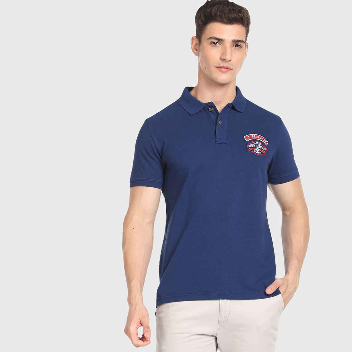 U.S. Polo Assn. Men's Appliqued Logo Cotton Polo Shirt | Navy - M