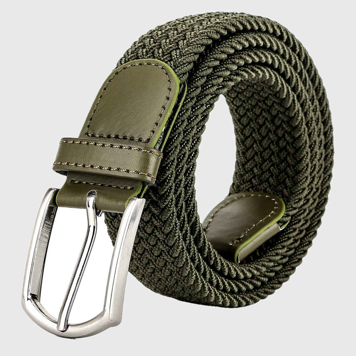 Zoro Unisex Solid Woven Fabric Belt | Green - Free Size