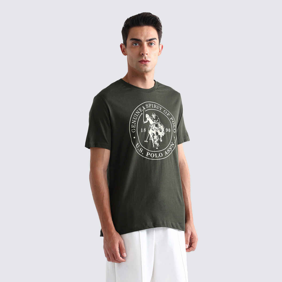 U.S. Polo Assn. Men's Comfort Fit Printed Lounge T-Shirt | Olive - XL