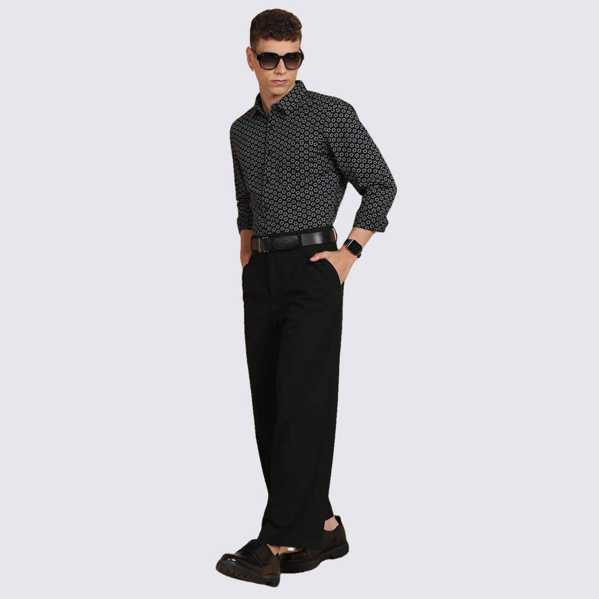 Ketch Men Printed Shirt | Slim Fit | Black | XL