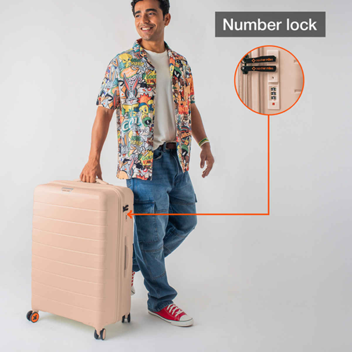 Nasher Miles Vienna Check-In Hard Sided Polypropylene 28 Inch|75 cm Trolley Bag - Peach