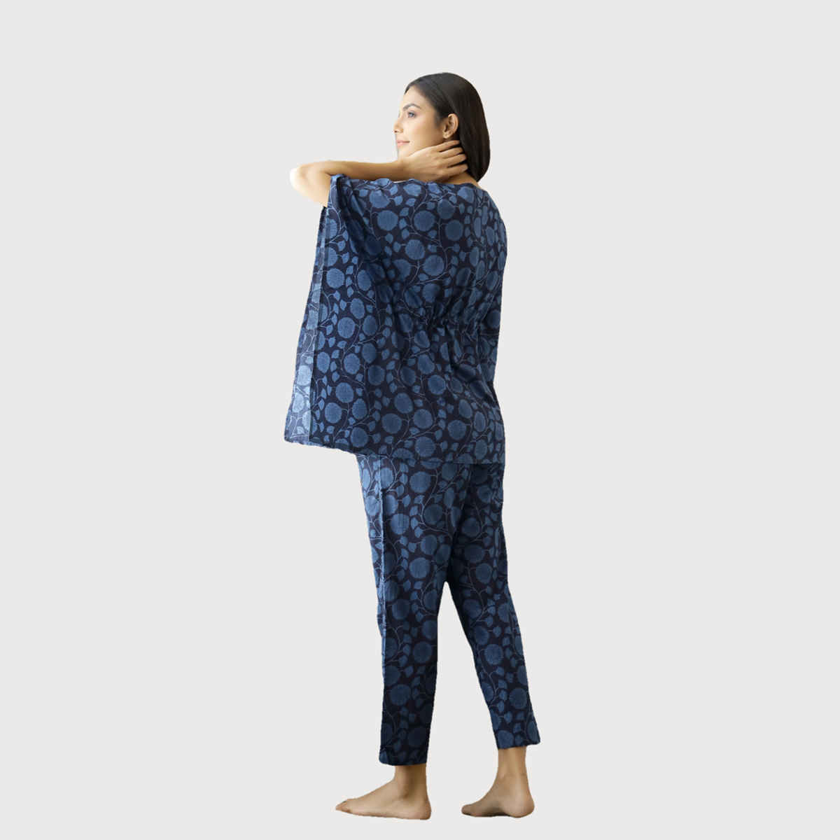 Sanskrutihomes Women's Pure Cotton Night suits | SE-KFP-10 | Navy Blue - XL