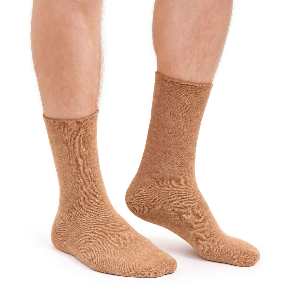 Royal Mart Unisex Solid Wool Ankle Wollen Socks | Cream - Free Size