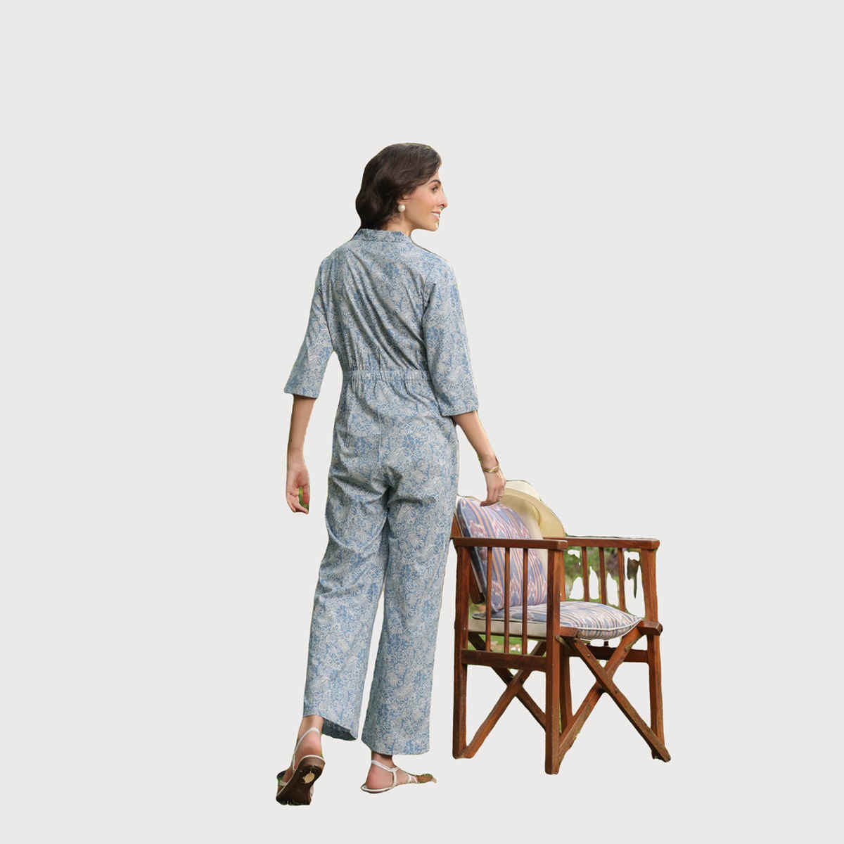 Jisora Women's Cotton Flex Jumpsuit (JS2552) | Blue - XL