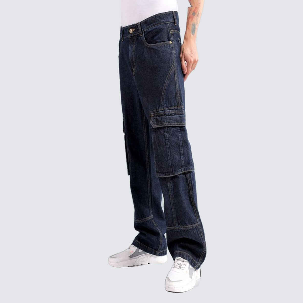 The Indian Garage Co Men | G365 Relaxed Distressed Casual Jeans | Navy | 32