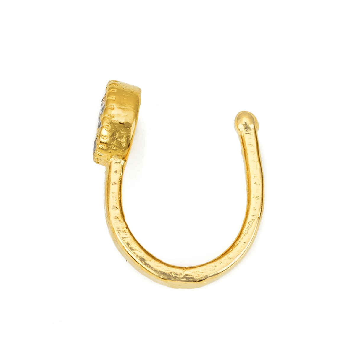 Aadita Traditional Long Chain Nose Pin- Gold Plated Nath with Kundan & Pearl for Bridal Wear