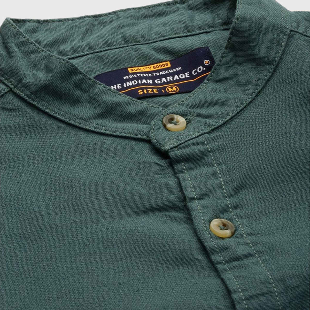 The Indian Garage Co Men's Slim Fit Solid Casual Shirt | Green - M