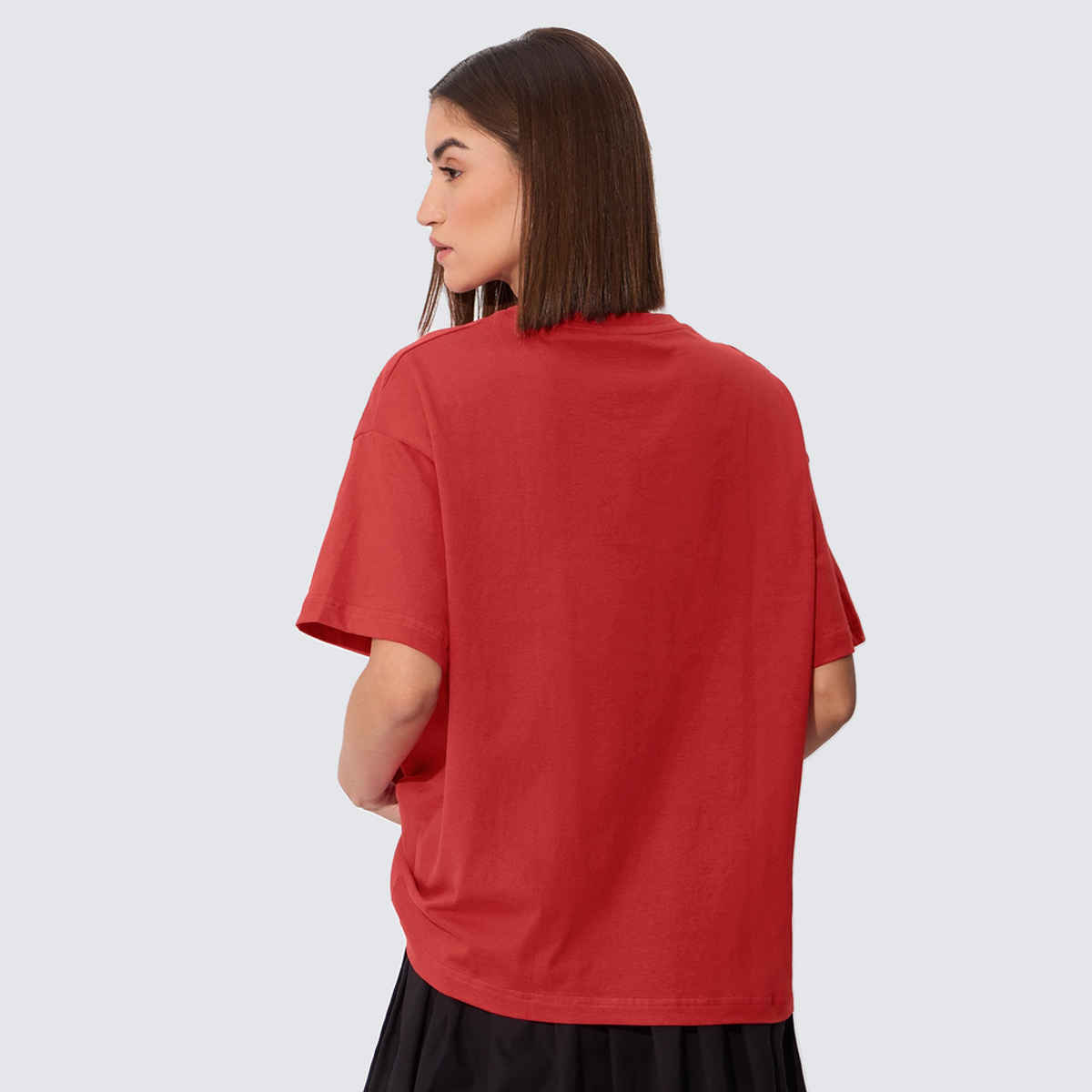 The Souled Store Women's Solids Rouge Red Oversized T-shirt | Red - L