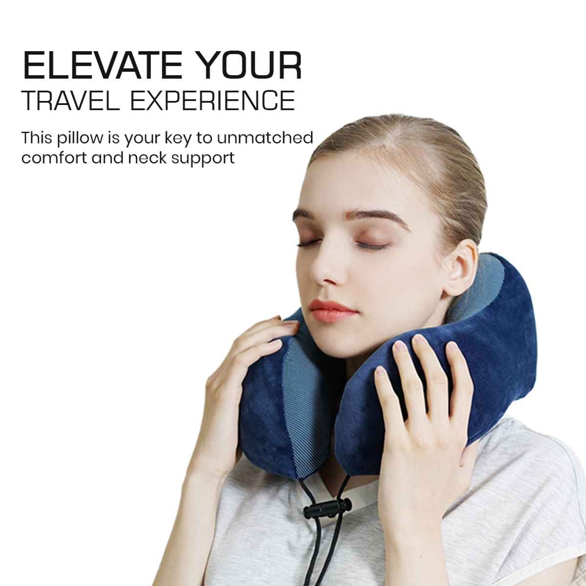 Billebon Unisex Solid Memory Foam Neck Pillow | Navy Blue - Free Size
