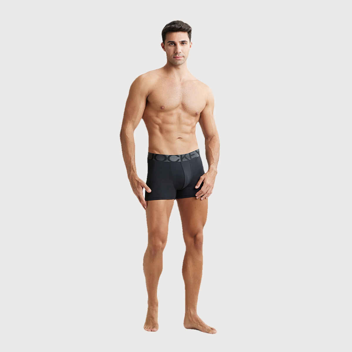 Jockey IC28 Men's Tactel Microfiber Elastane Stretch Underwear Solid Trunk | Black-L