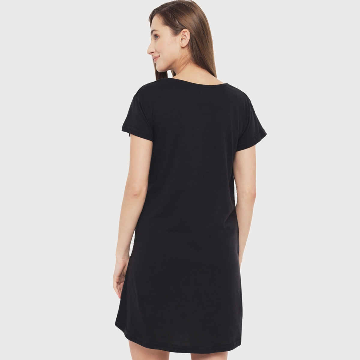 Fflirtygo Women's Cotton Sleep Tees Loungewear Gsn gudnitswtdrms Black | XL