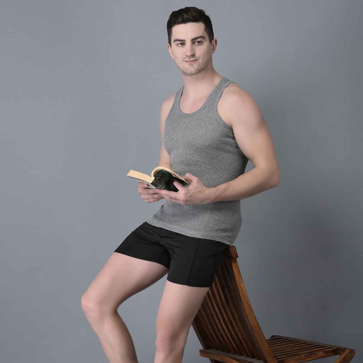 Dollar Bigboss Men's Grey Solid Combed Cotton Vest | Pack Of 2 - Grey Melange - XL