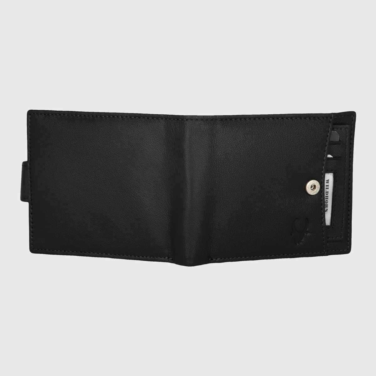 Wildhorn Men's Brand Logo Genuine Leather Bi-Fold Wallet | Black - Free Size