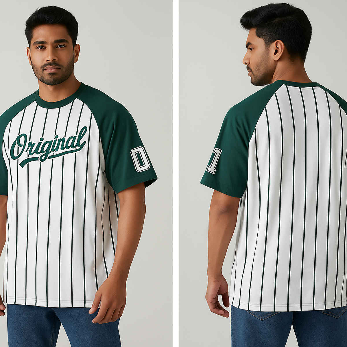 Gcyx Men's Pure Cotton Soul Raglan OST Over Size T Shirt | Green - M