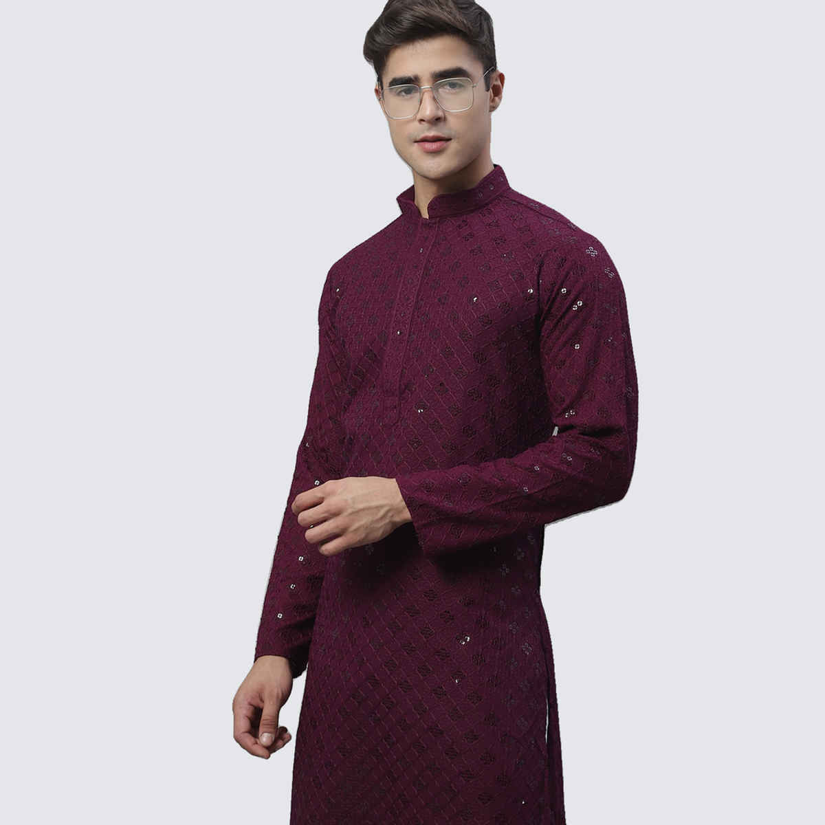 Jompers Men's Kurta | Ko 695 | Purple - M