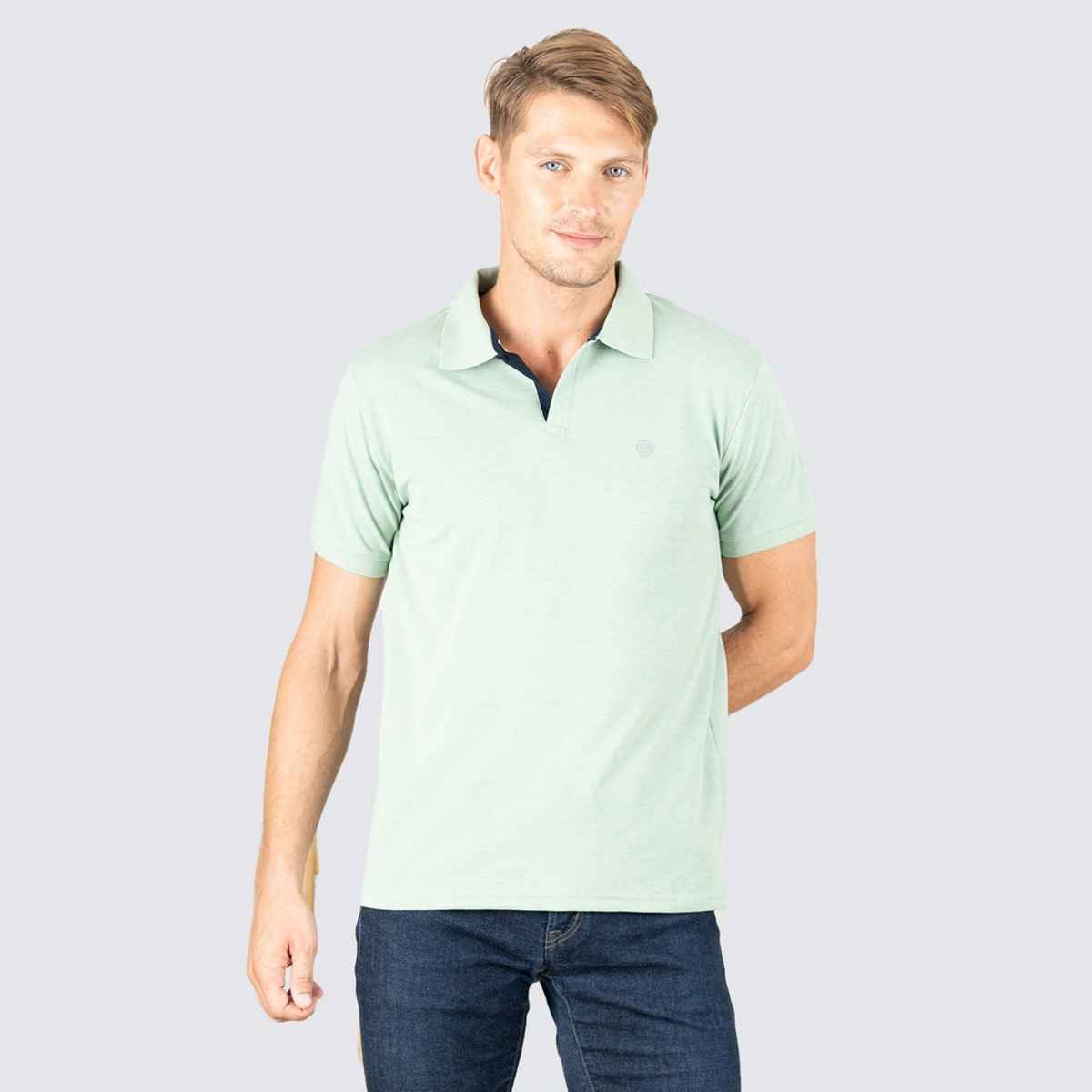 Lux Cozi Men's Solid Cotton Polo T-shirt | Mint Green - S