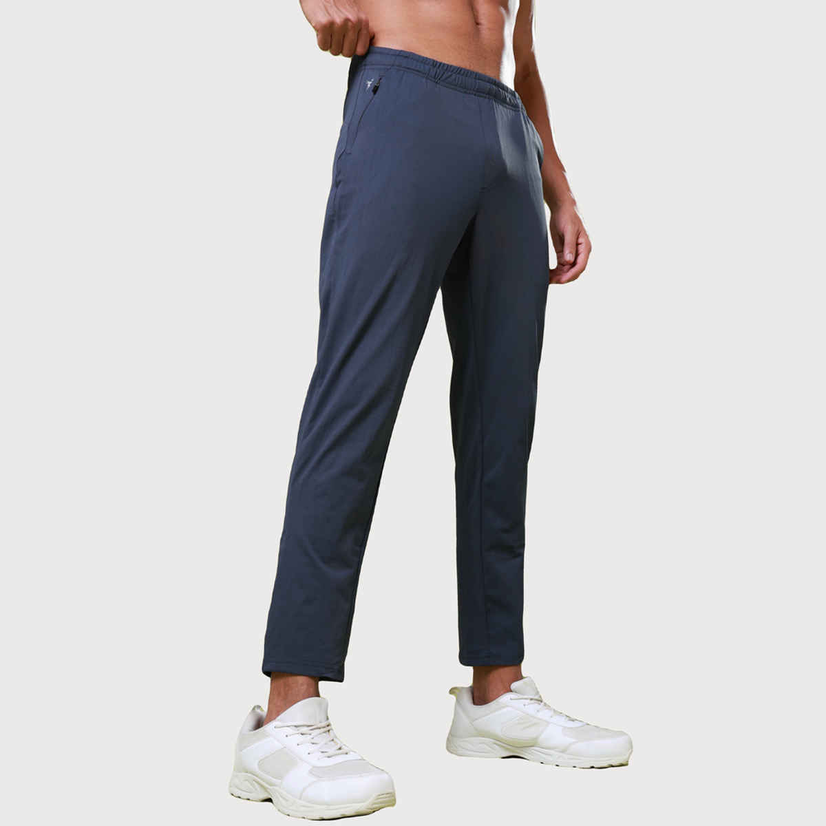 Technosport Men Poly Solid Relax Fit Sports Trackpants with ELASTO PLUS | Carbon Grey | M