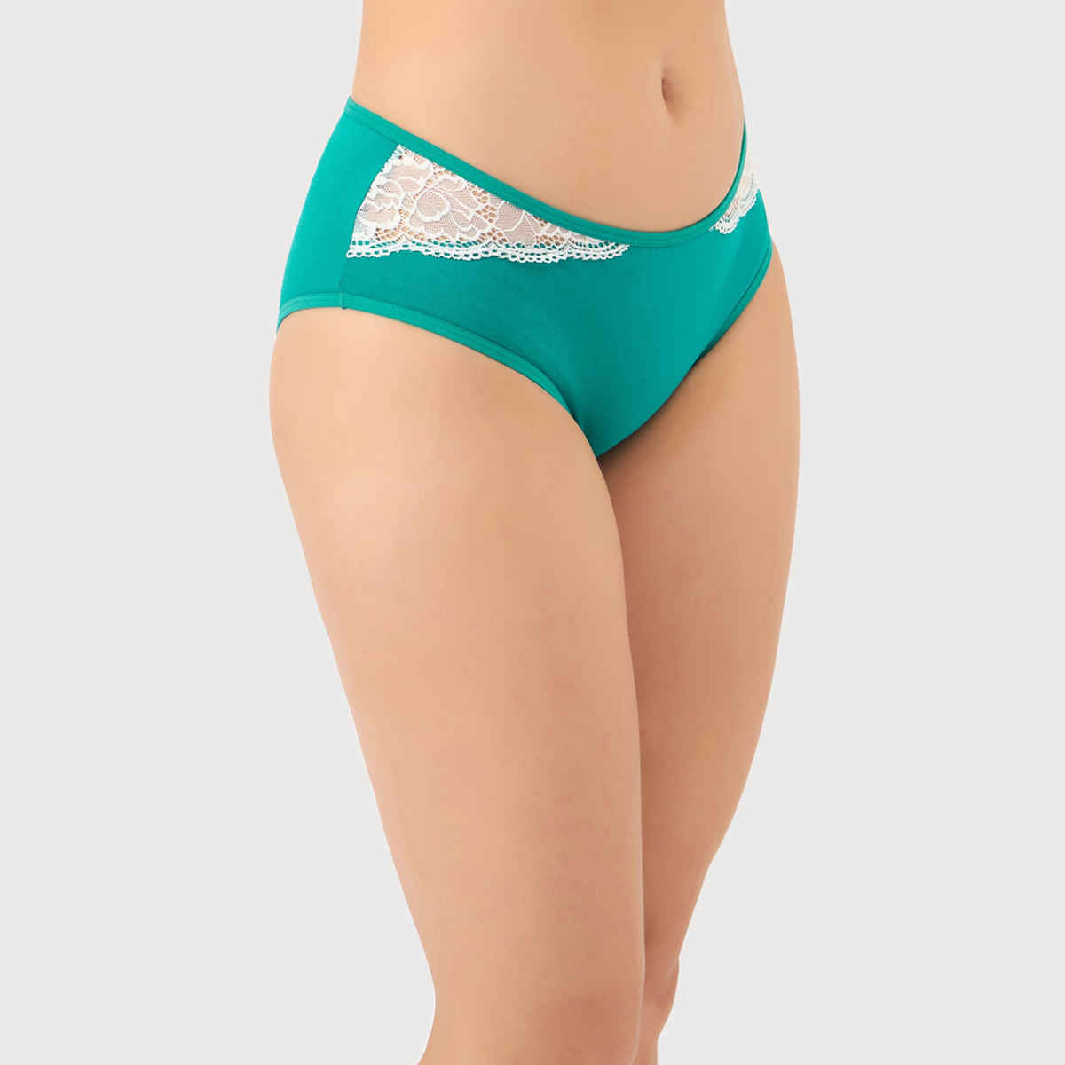 Clovia Pack Of 3 Mid Waist Hipster Panties With Lace Trims - Cotton(Magenta , Purple , Teal - Xxl)