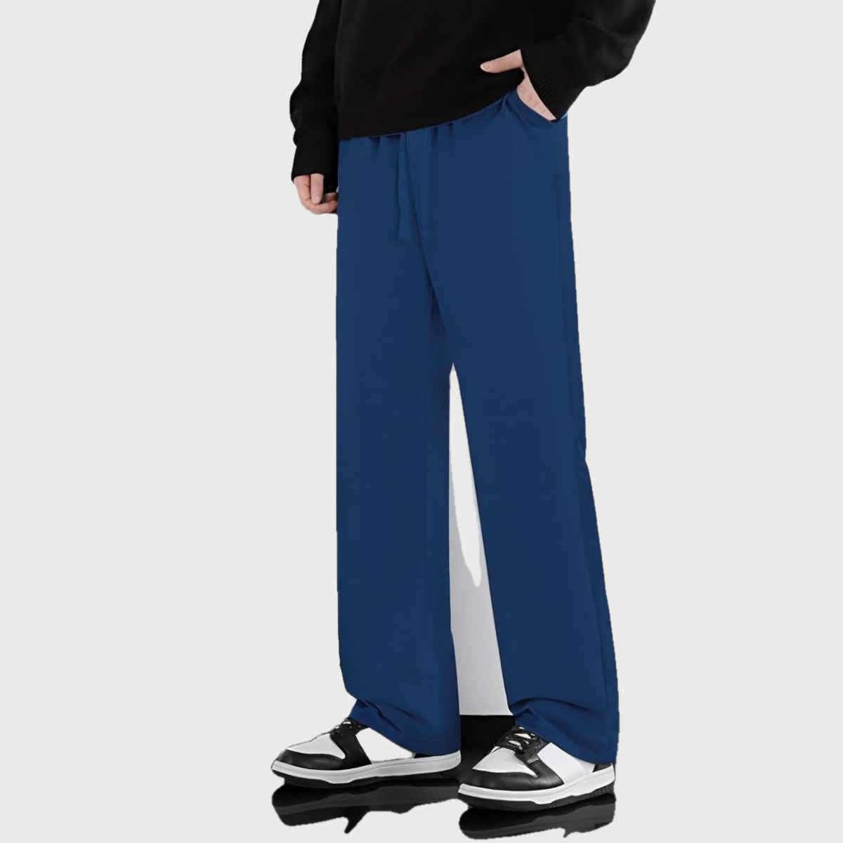 Springman Men's Solid Cotton Rich French Terry Baggy Track Pant | Blue - L