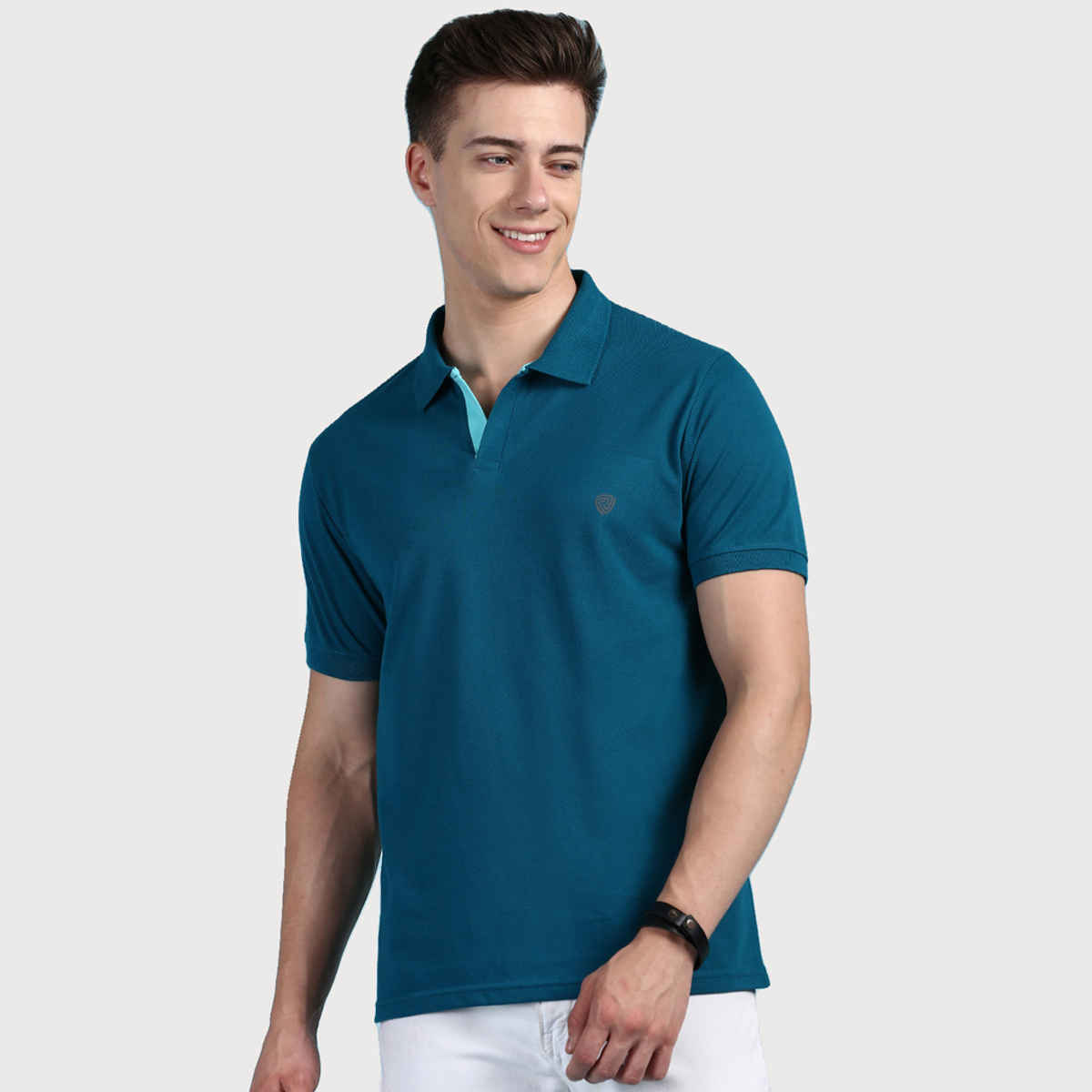 Lux Cozi Men's Solid Cotton Polo T-shirt | Emerald - S