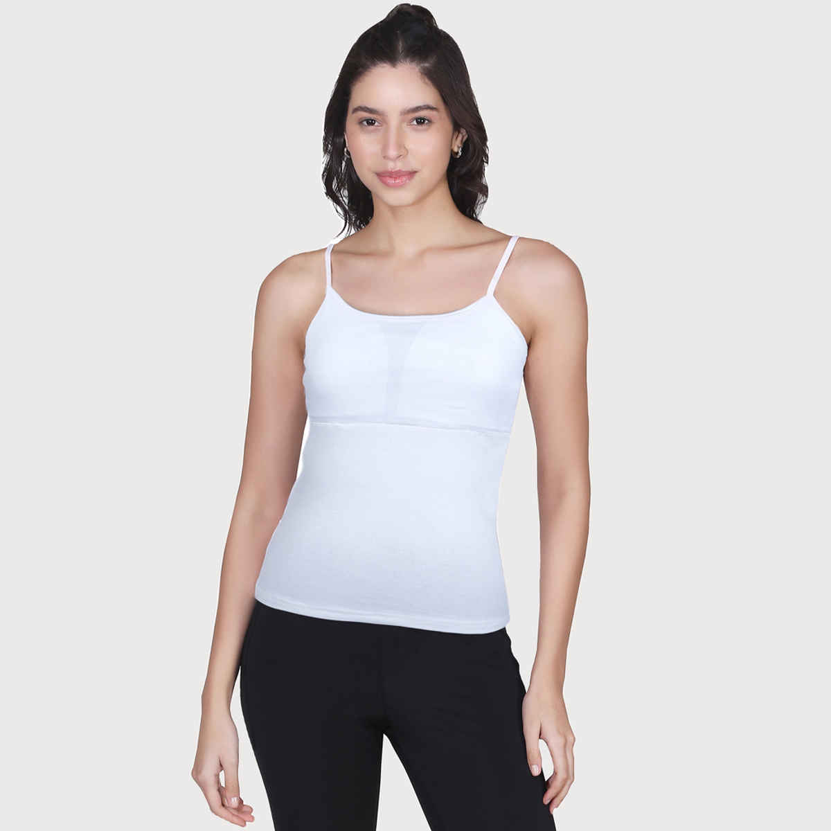 D'chica White High Coverage Cotton White Camisole Bra With Adjustable Strap For Women's - XL