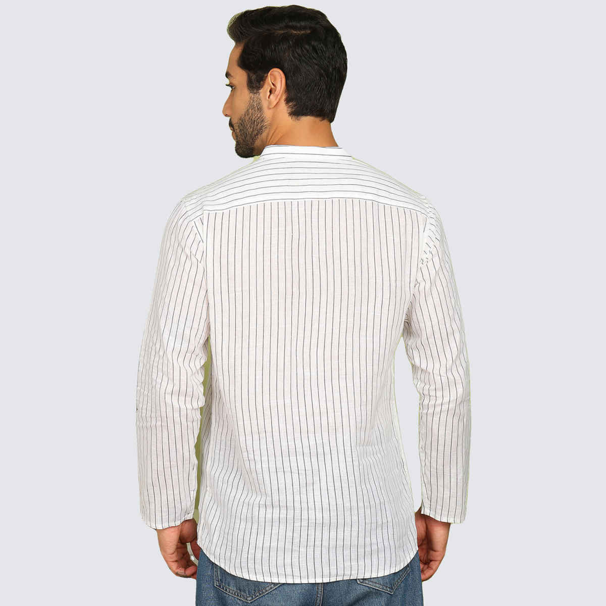 Allan Peter Men's Printed Short Kurta | White - 2XL