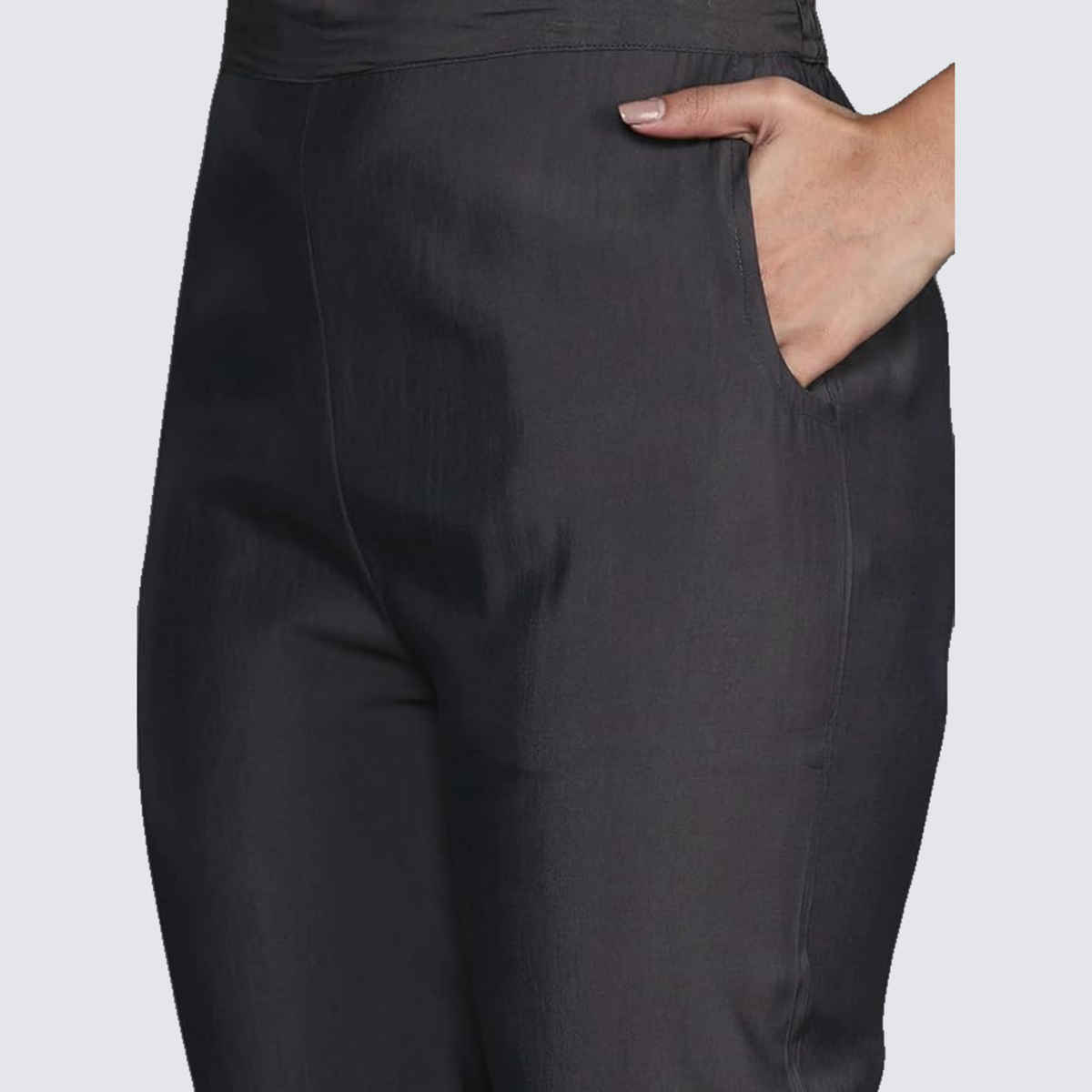 Libas Women Grey Silk Straight Kurta With Grey Silk Blend Trouser And Silk Blend Dupatta - 35163L