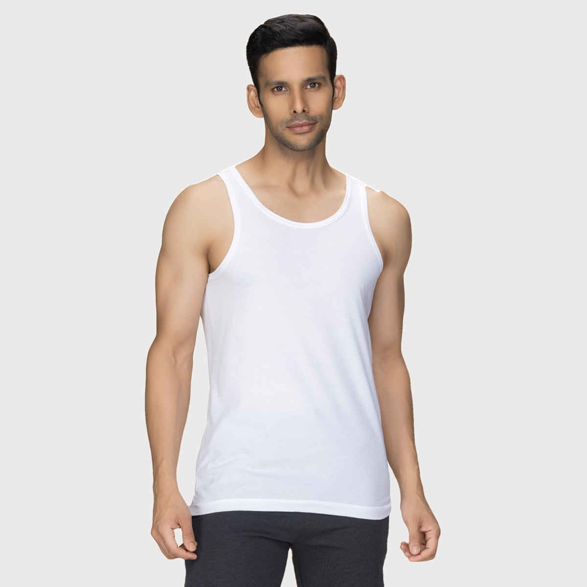 XYXX Men's Cotton Solid Vests Pack of 2, Polar White| M