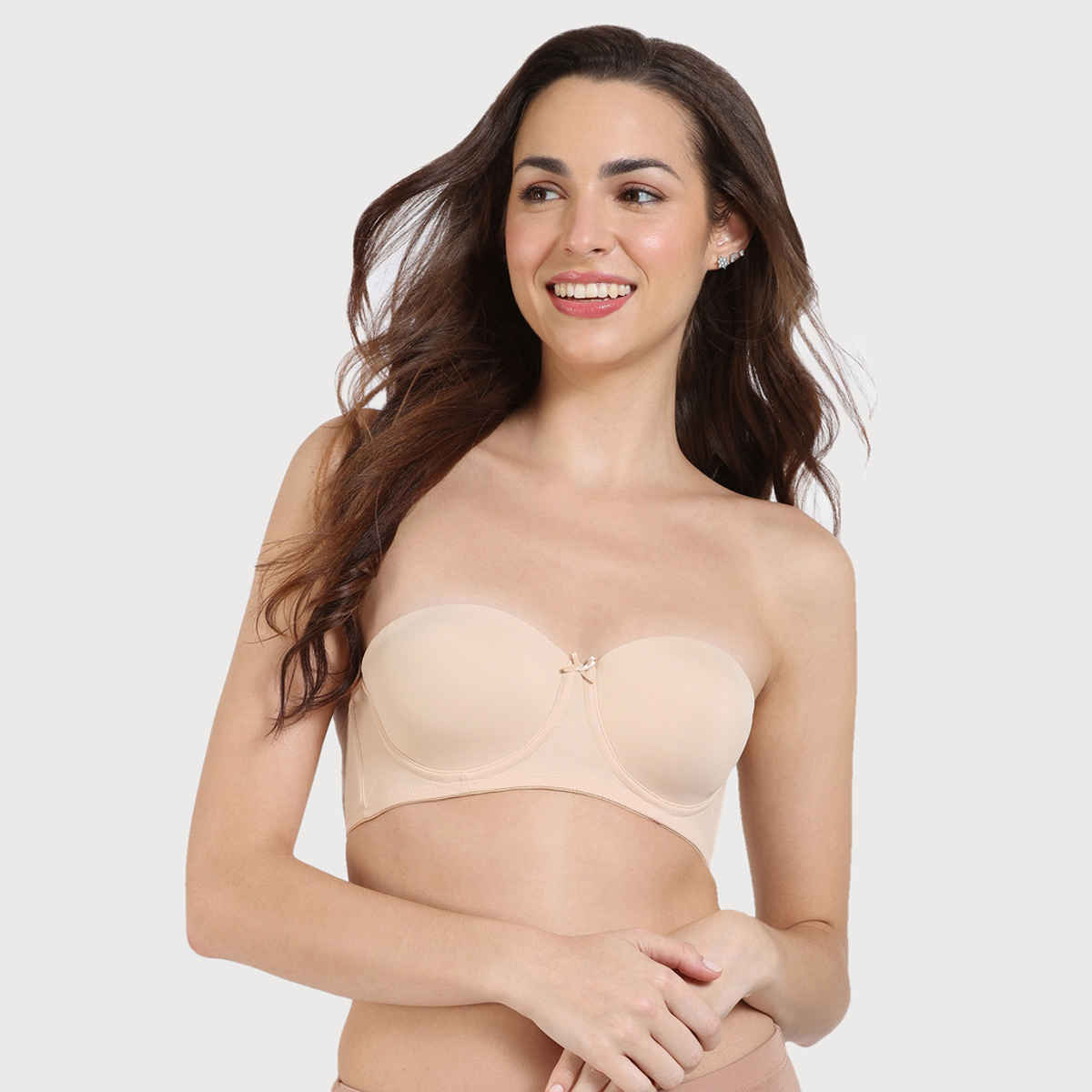 Zivame Women's Beautiful Basics Padded Wired 3/4th Coverage Strapless Bra | Toasted Almond - 36C
