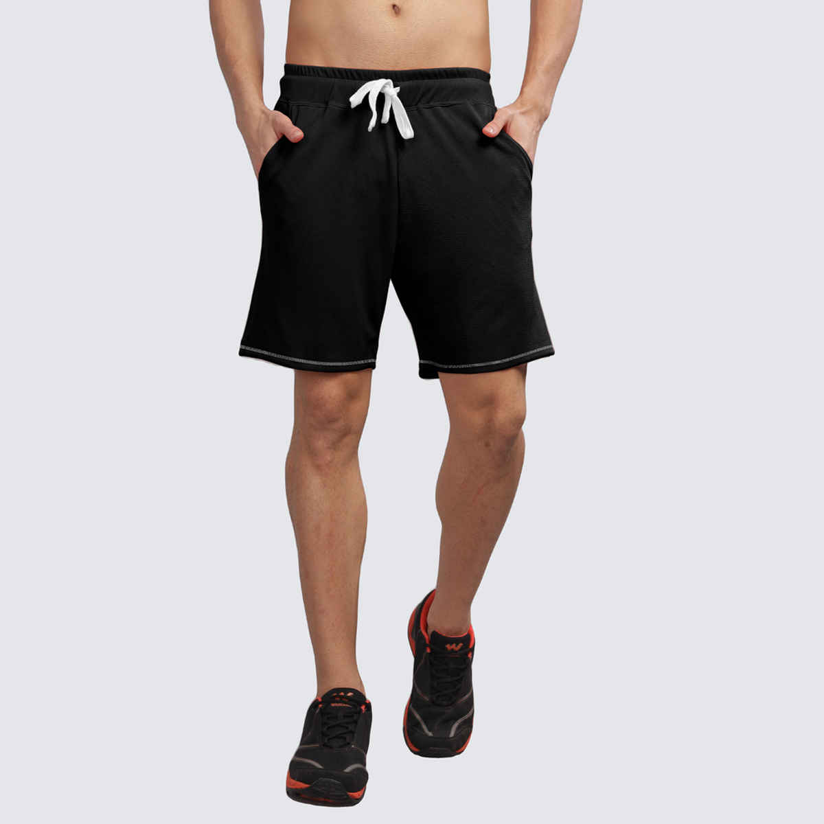 FTX Men's Structured Fabric Solid Regular Fit Co-ord Set T-shirt & Shorts | Black - S