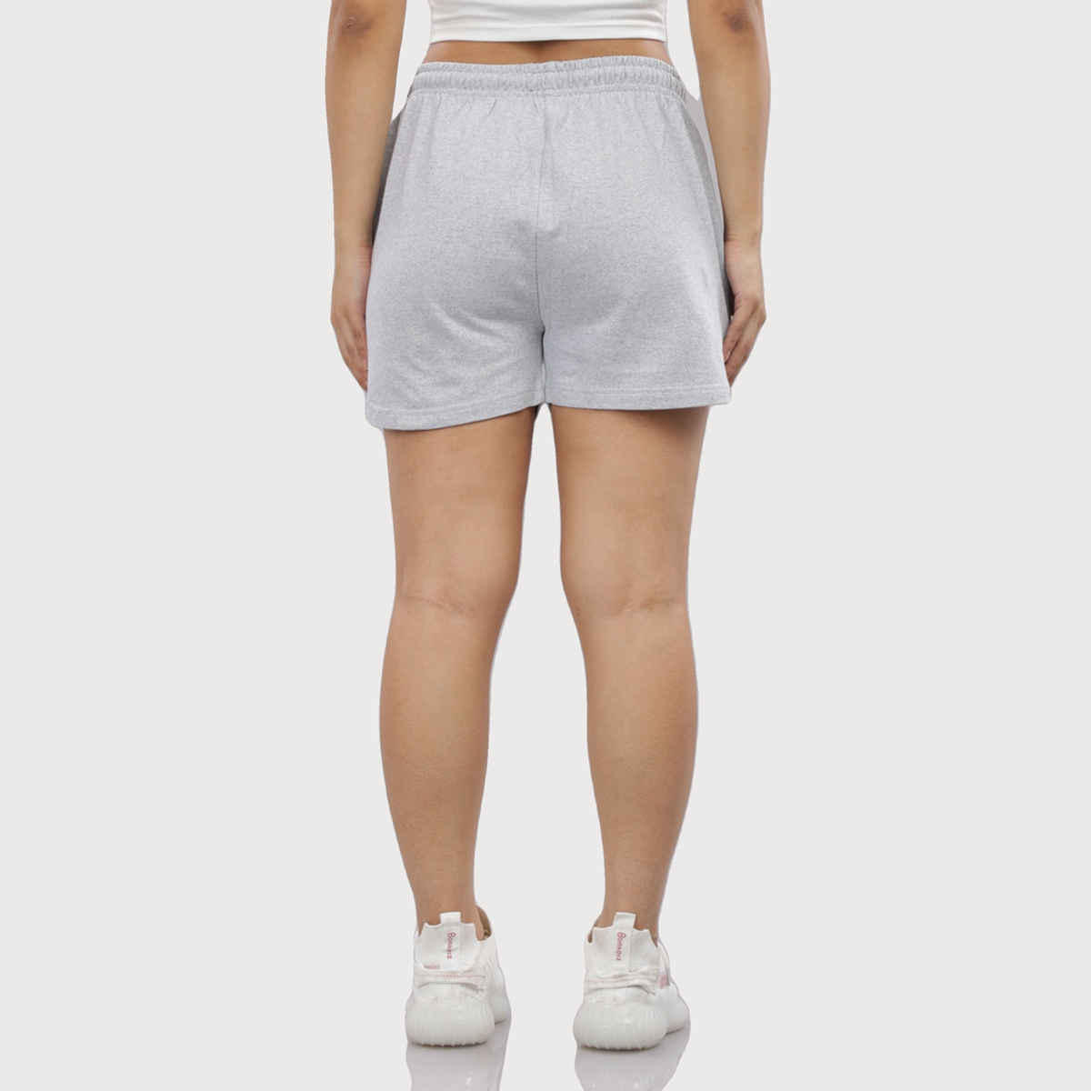 Springman Solid Grey Shorts With Elastic & Drawstring For Women | XL