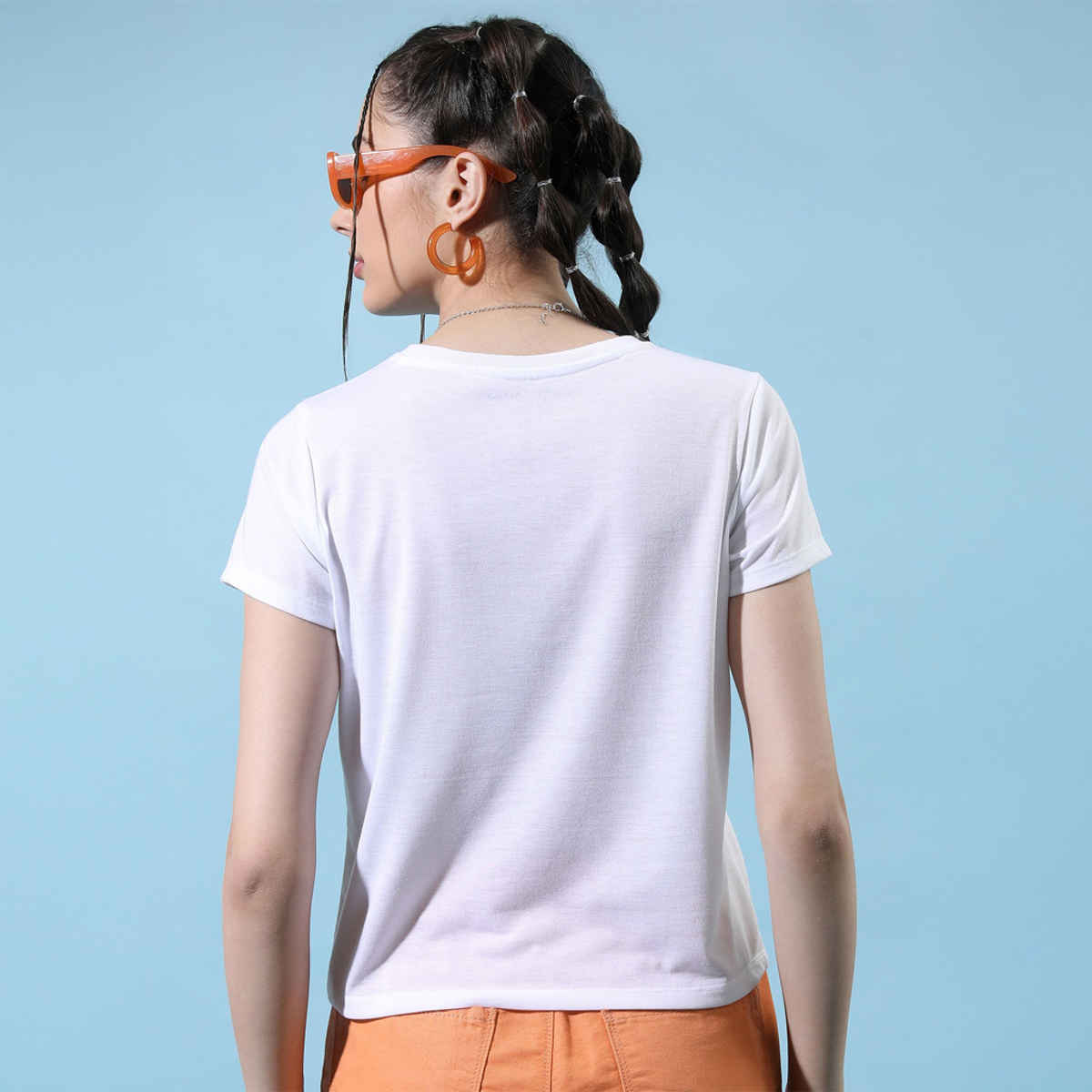 Tokyo Talkies Women's Floral Printed Round Neck T-Shirt | White - M