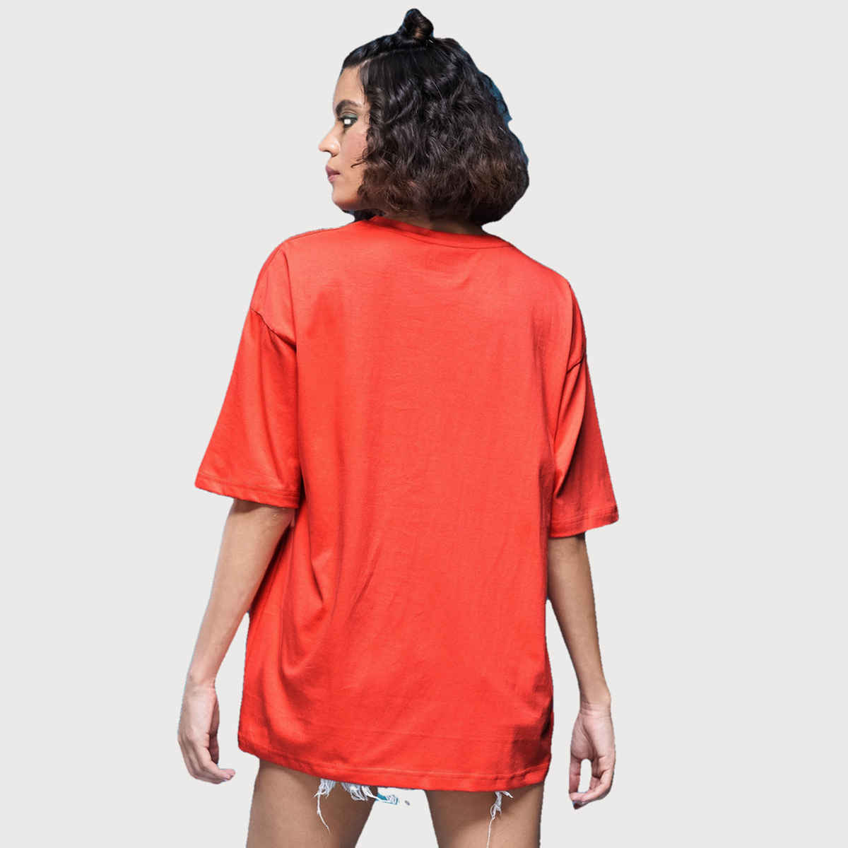 Smartees Womens Oversize Printed T-shirt | WW - 2031 | Orange - XL