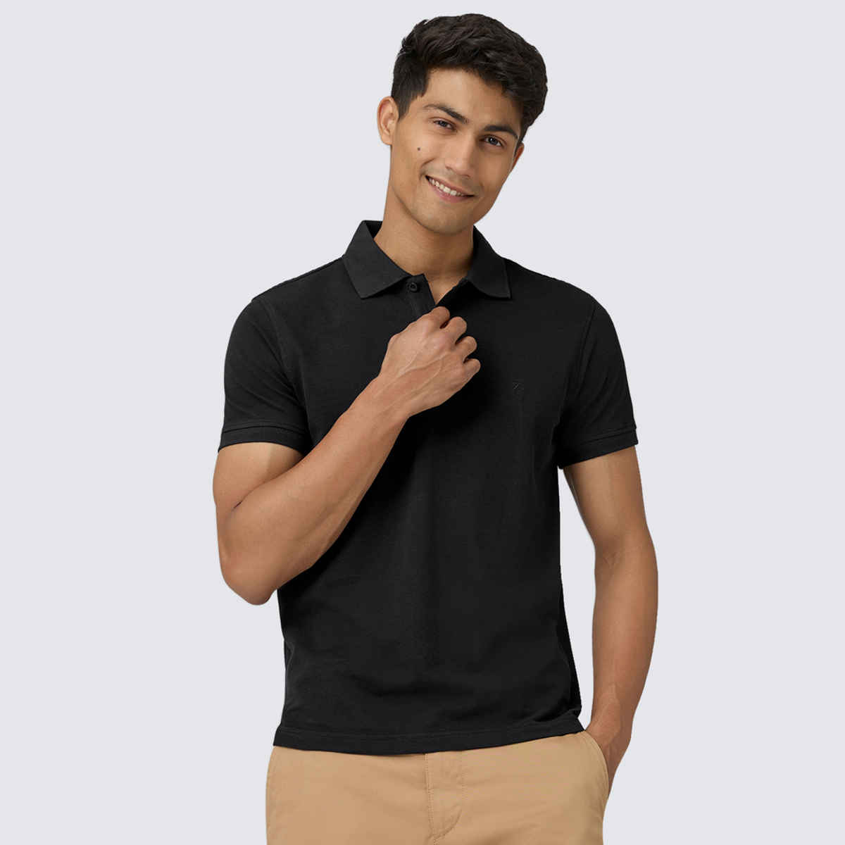 XYXX Nova Polo T-shirt - Pitch Black | Super Combed Cotton | M