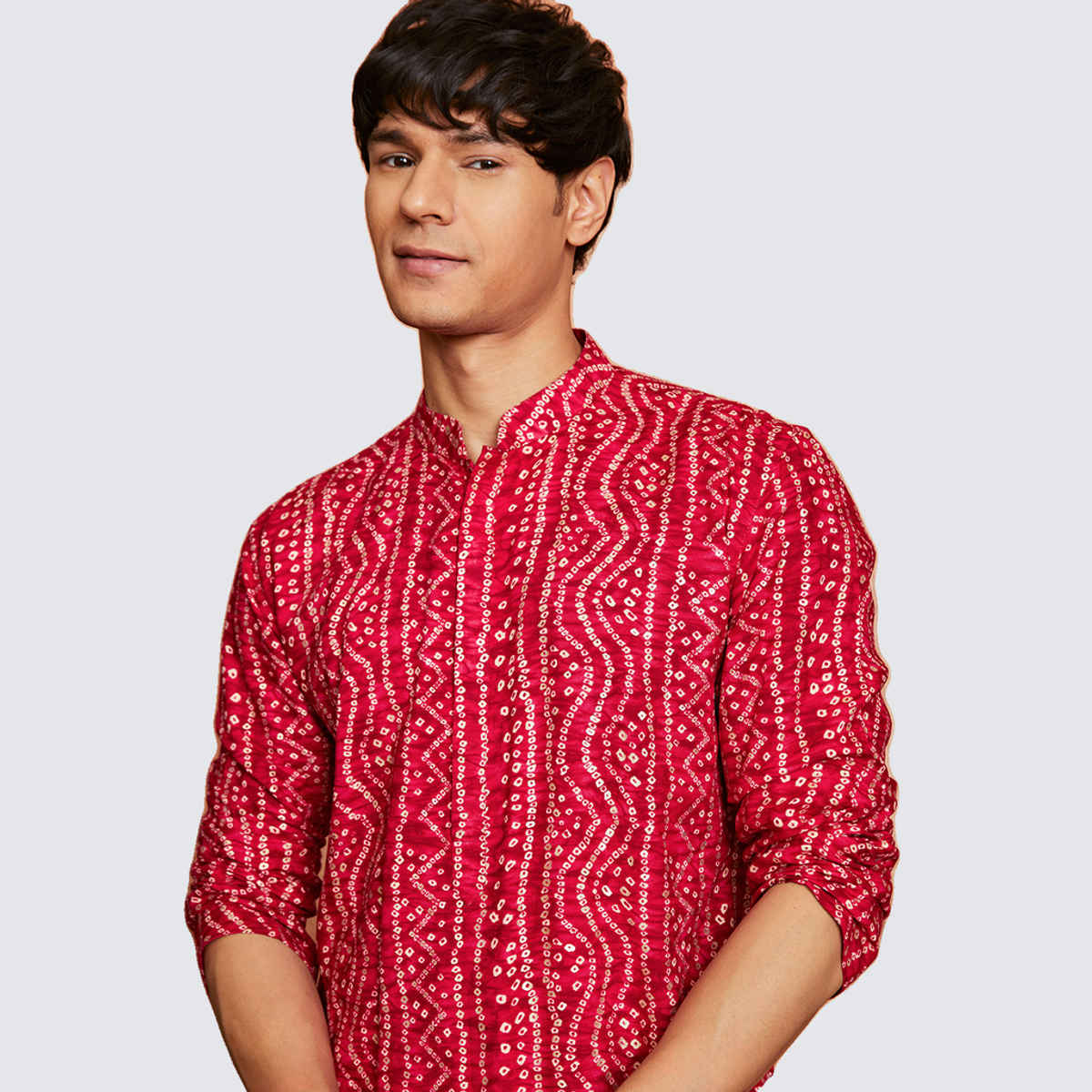 Vastramay Men's Falsa Rayon Kurta | Pink - XL