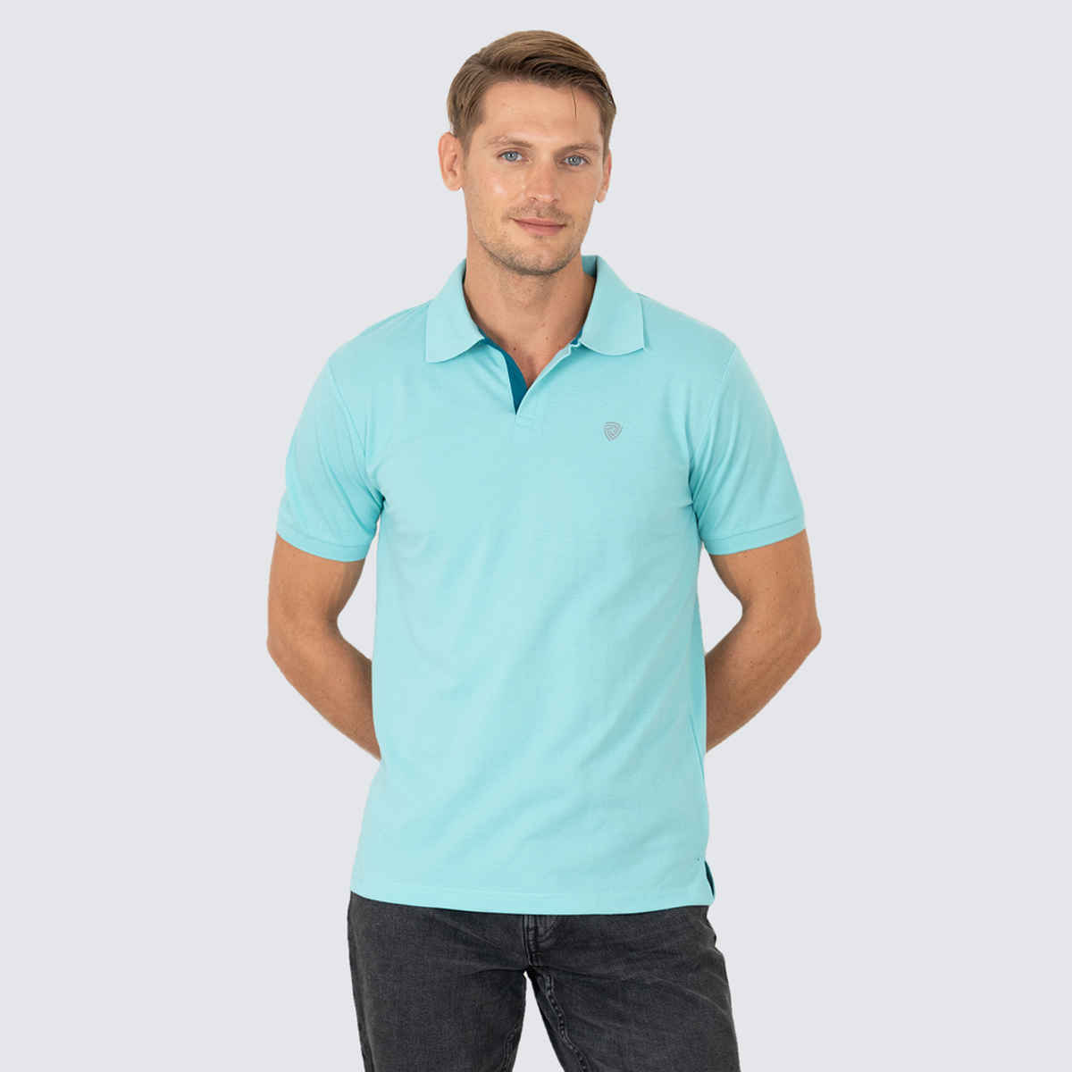 Lux Cozi Men's Cotton Polo T-Shirt, Pool Blue, S