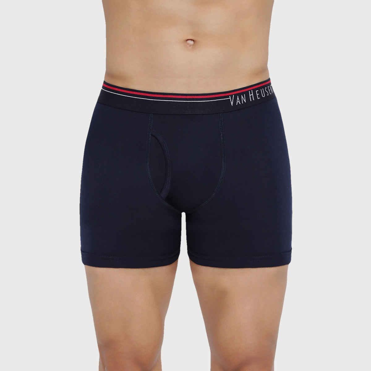 Van Heusen Apparel Men's Solid Anti Bacterial & Colour Fresh Boxer Brief Dark Navy and Grey - M