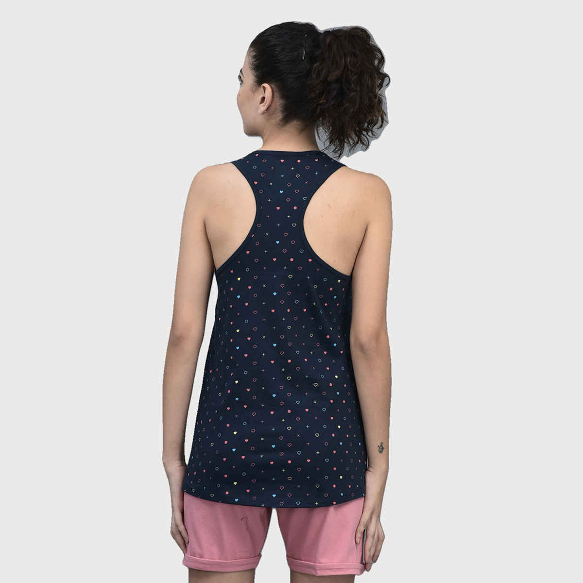 Dollar Women's Printed Premium Cotton Racer Back | Navy | S