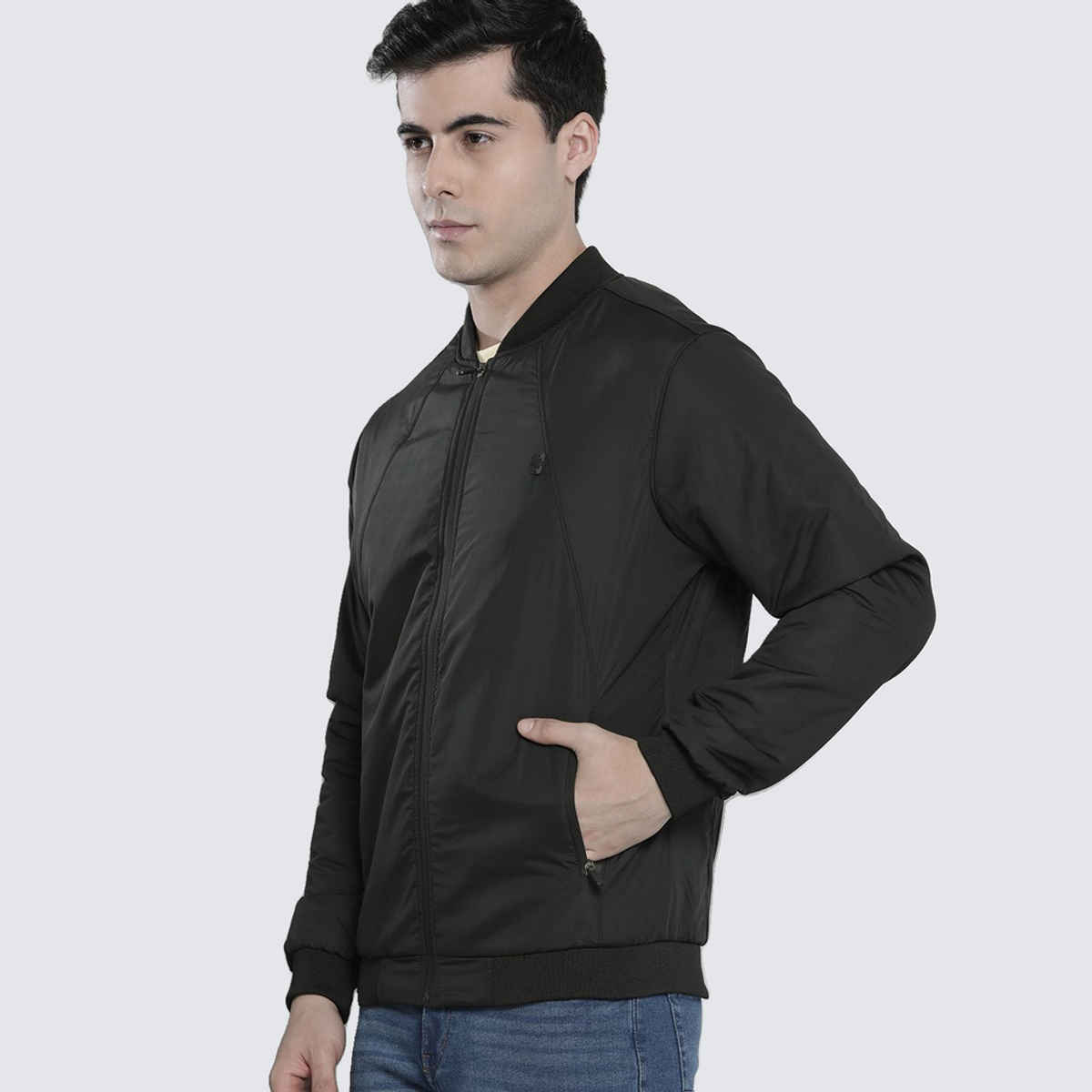 The Indian Garage Co Men's Slim Solid Jacket | Black - 2XL