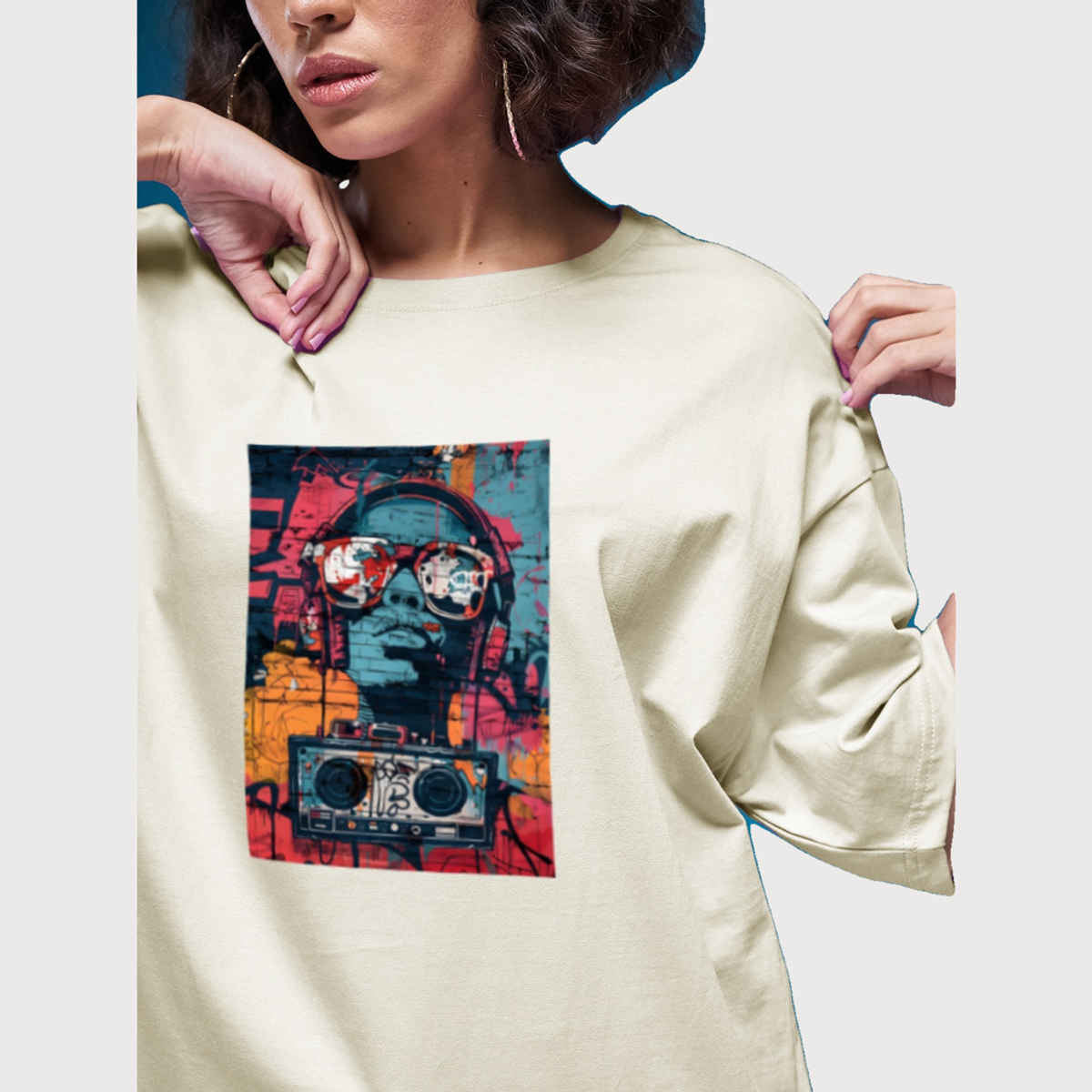 Smartees Womens Oversize Printed T-shirt | WW - 2025 | Skin | M