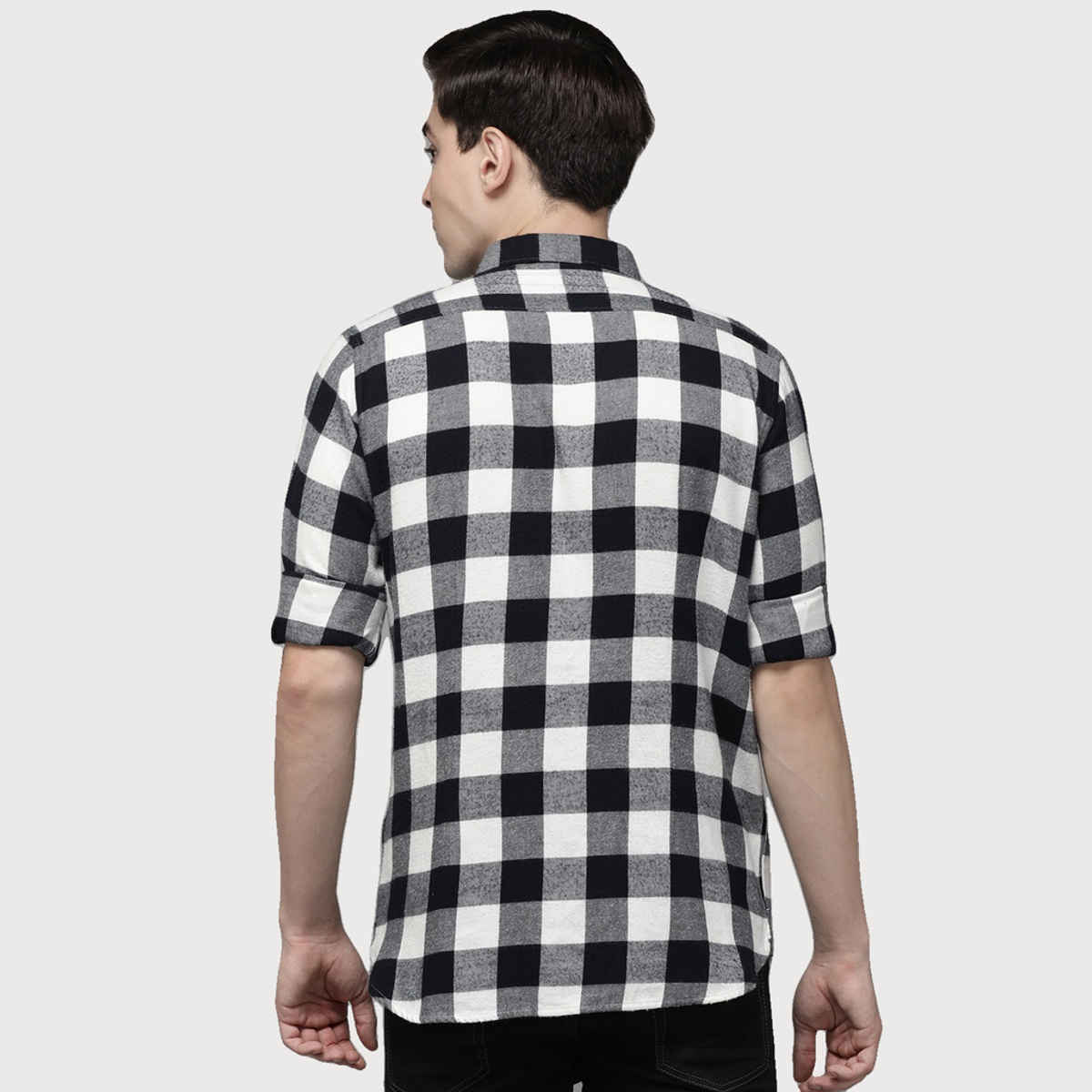 The Bear House Men Slim Fit Flannel Button-Down Casual Shirt - Stephen | Black | M