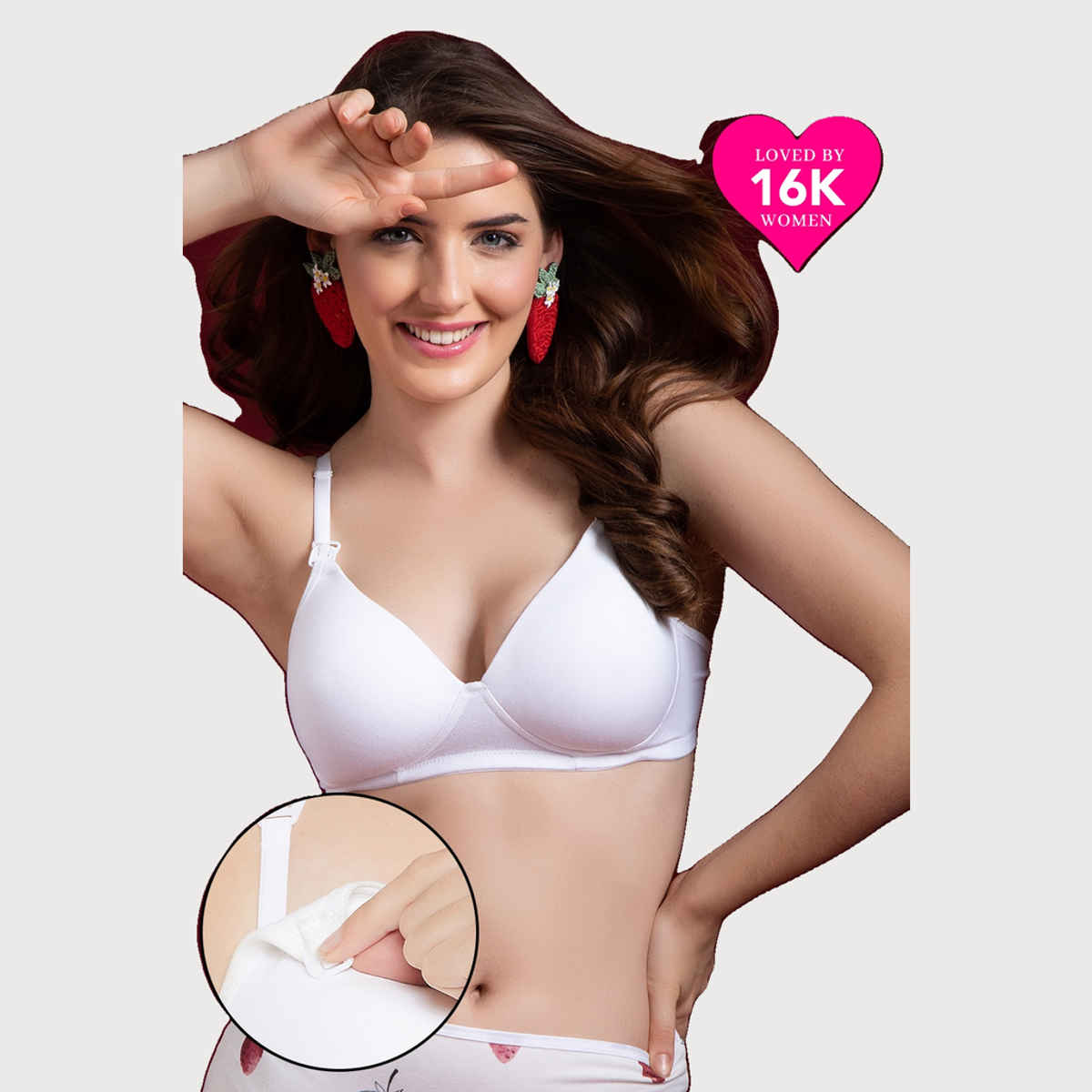 Clovia Women Padded Non-Wired Demi Cup Feeding Bra | White | 34D