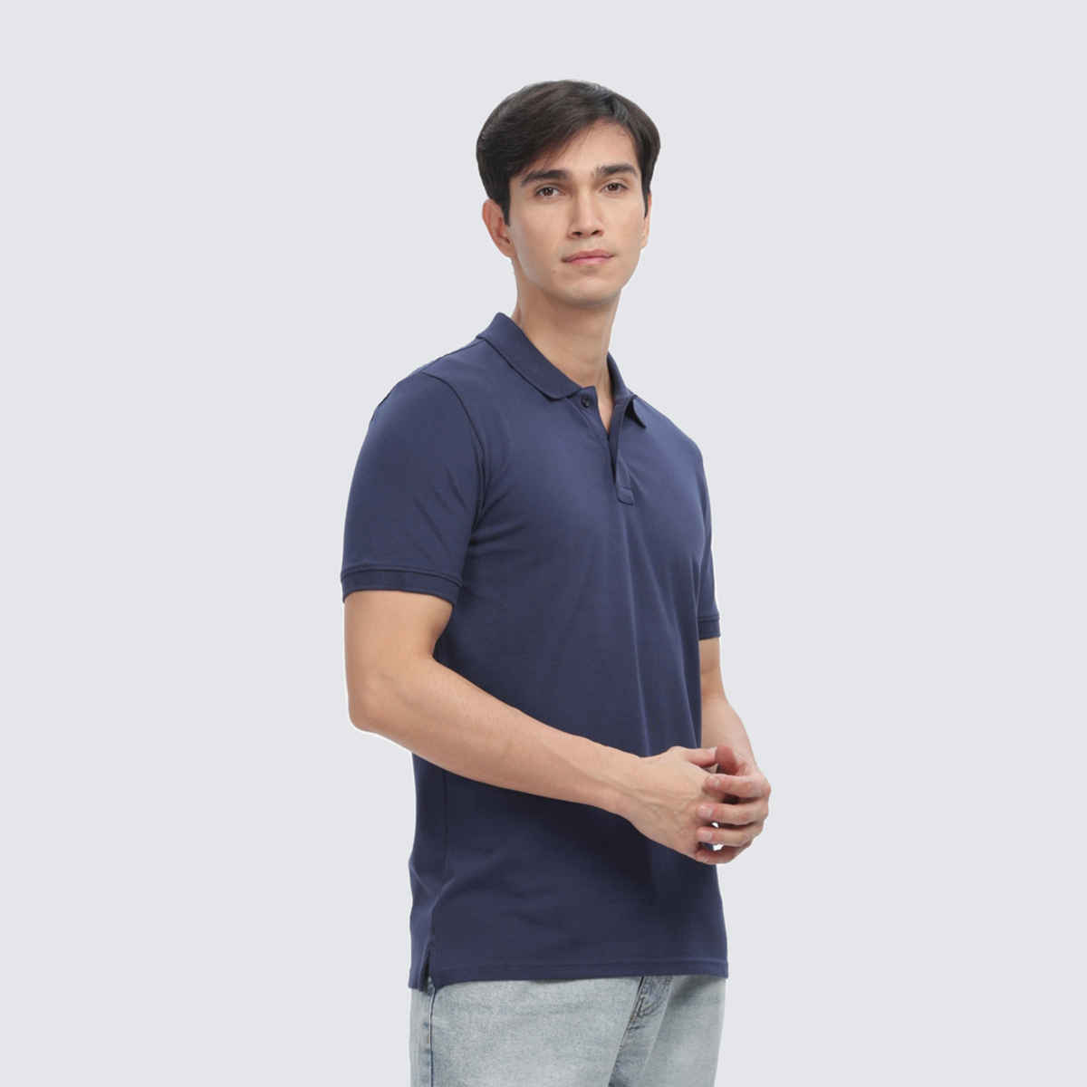 OUTLAWS Men's Premium Cotton Lycra Polo T-Shirt | Navy Blue - XL