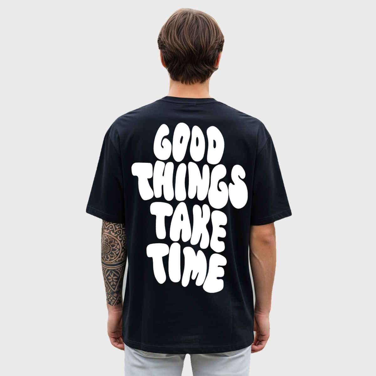 BENNY BROOKS Men's Round Neck half sleeve Oversized T-shirt |AA(ARN)BLACK62 | Black - M