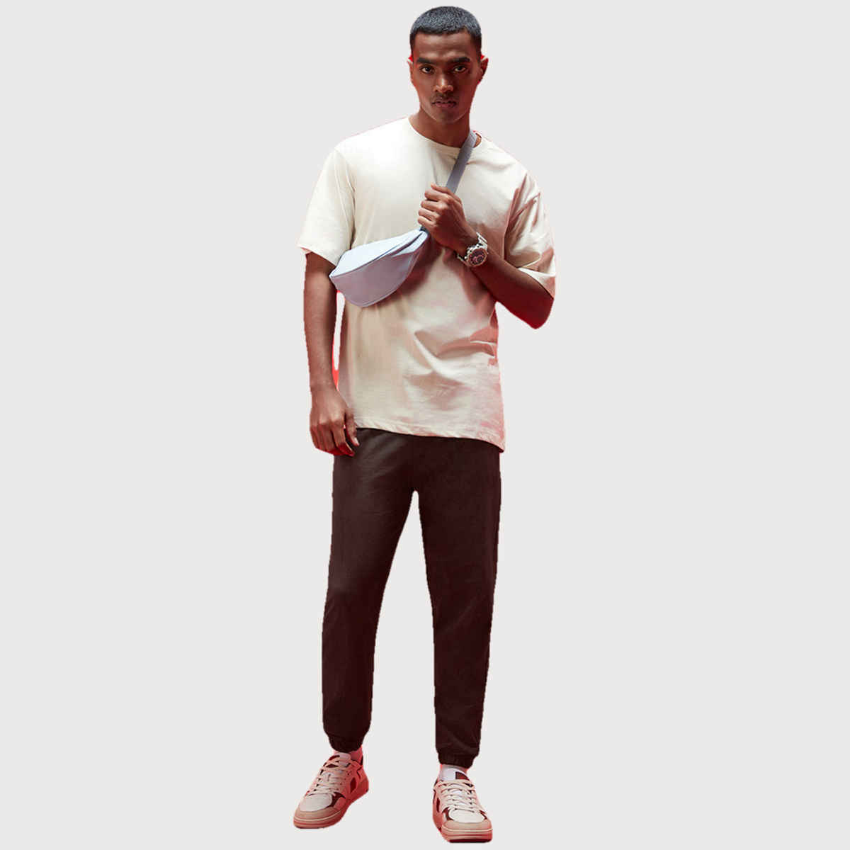 VEIRDO Men's Solid Regular Joggers without Pocket | VD TRK OS BRWN | Brown - S