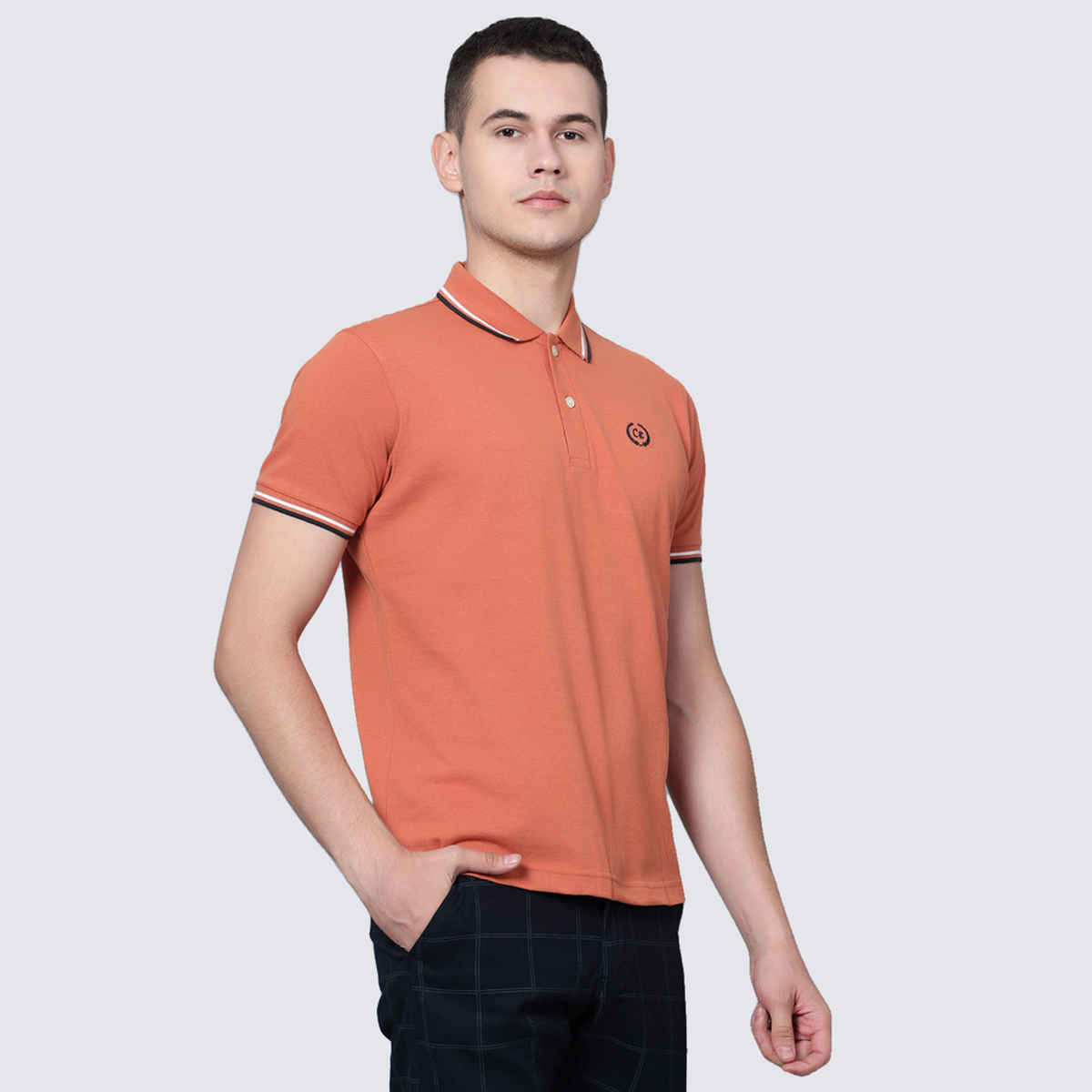 Cantabil Men's Half Sleeve Polo Collar Cotton T-shirt | Brown - M