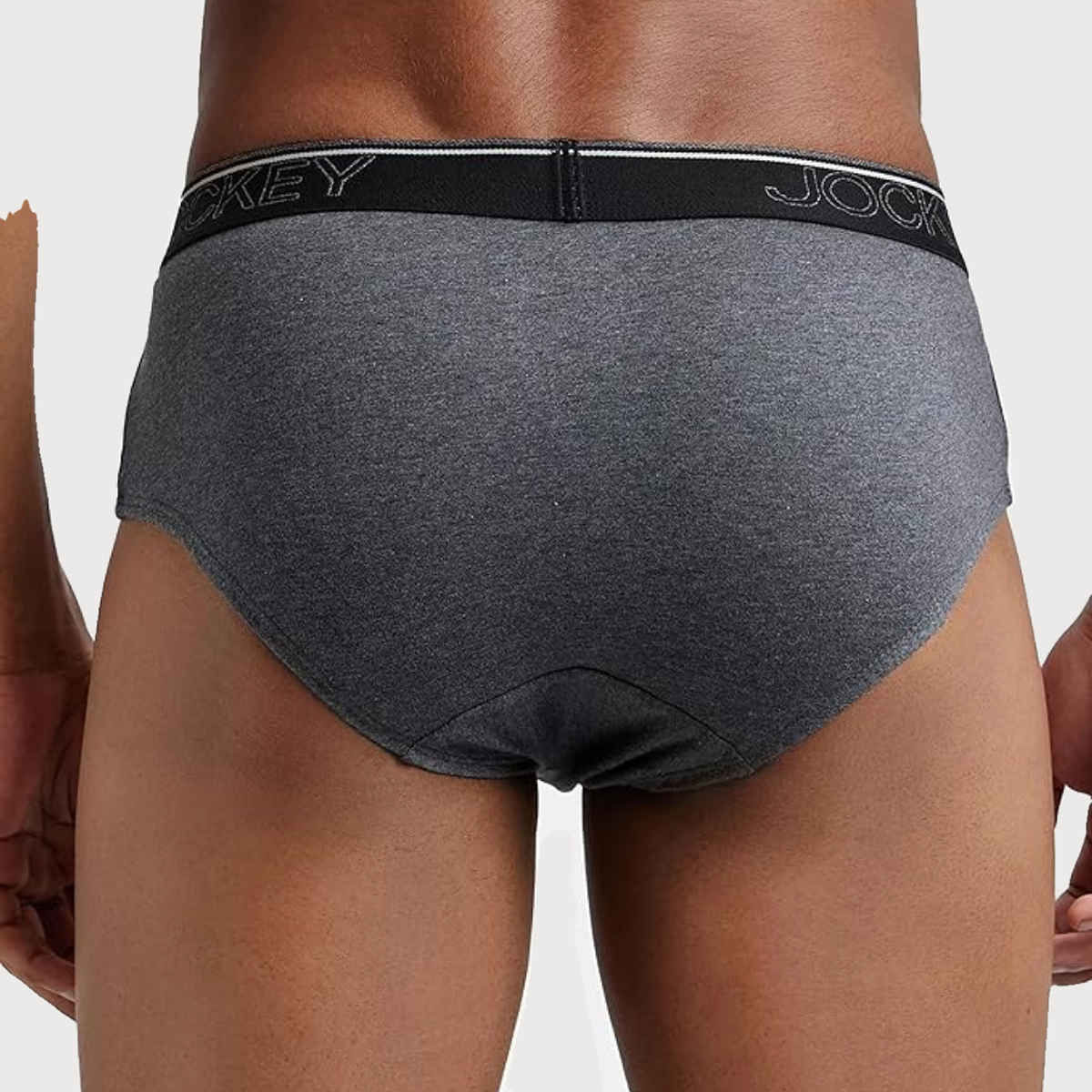 Jockey 8037 Men's Super Combed Cotton Underwear Solid Brief|Ultrasoft Waistband | Grey-L