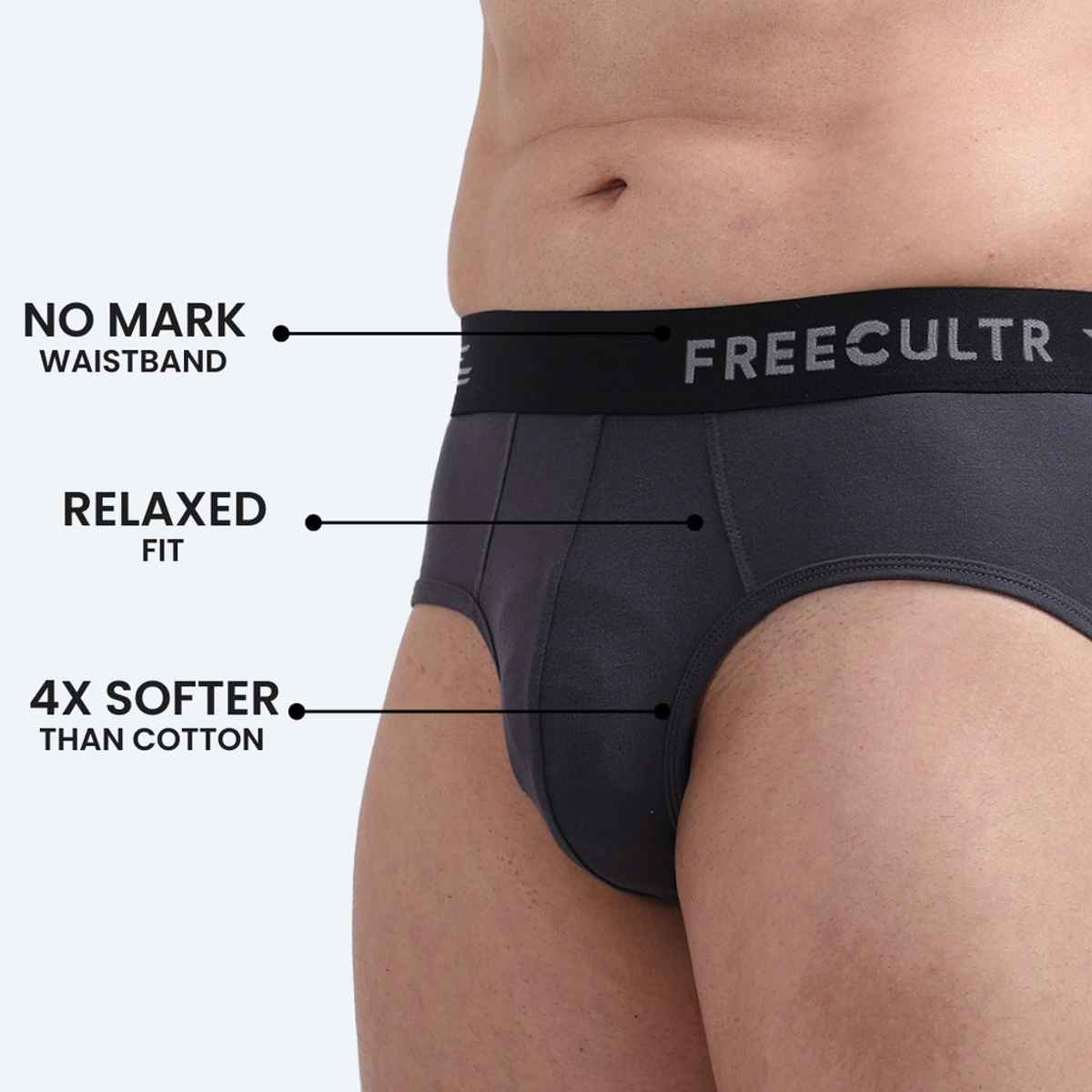 Freecultr Men's Underwear Micromodal Airsoft Brief - Pack of 1 Ash Grey - S