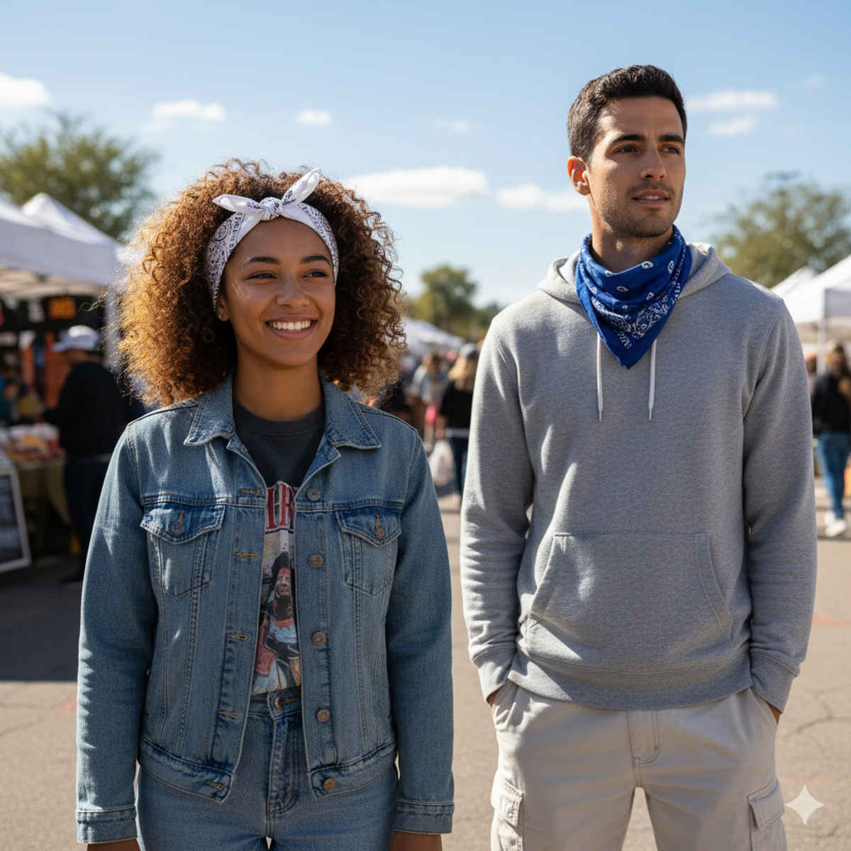 Royal Mart Premium Cotton Bandana Set | Classic Blue & White