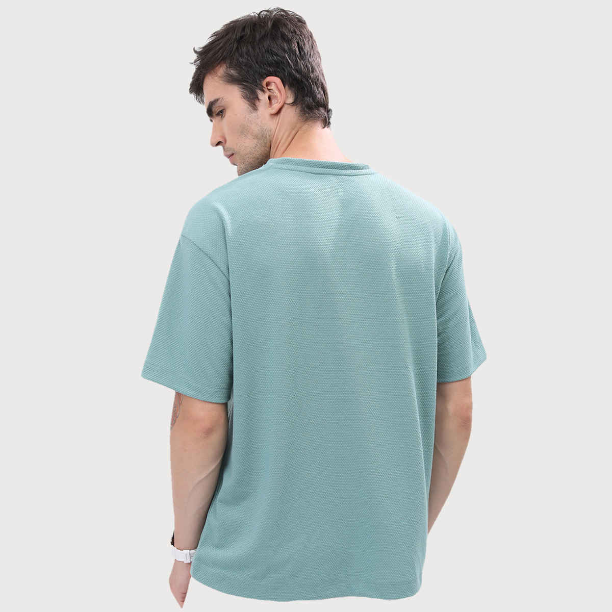HIGHLANDER Men's Popcorn Structured Oversized T-shirt | Sea Green - XL